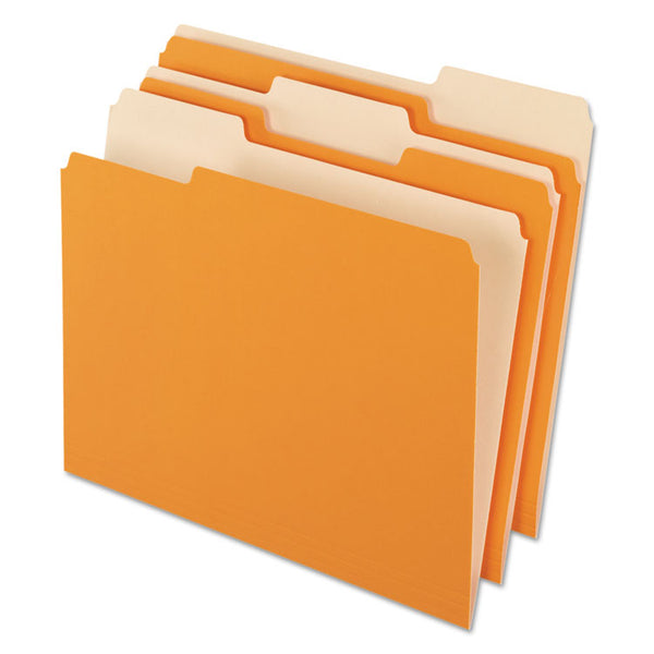 Pendaflex® Interior File Folders, 1/3-Cut Tabs: Assorted, Letter Size, Orange, 100/Box (PFX421013ORA) Box of 100