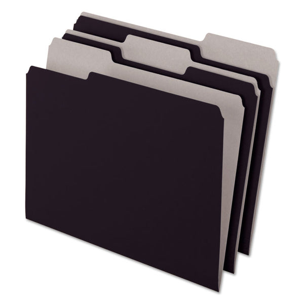 Pendaflex® Interior File Folders, 1/3-Cut Tabs: Assorted, Letter Size, Black/Gray, 100/Box (PFX421013BLA) Box of 100