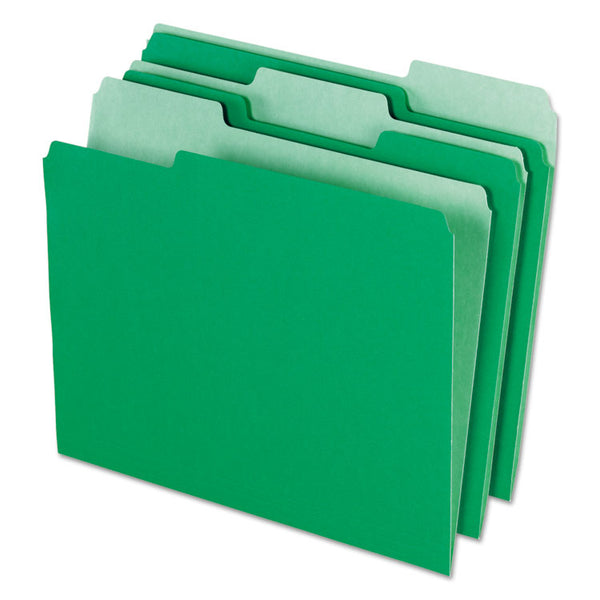 Pendaflex® Interior File Folders, 1/3-Cut Tabs: Assorted, Letter Size, Bright Green, 100/Box (PFX421013BGR) Box of 100