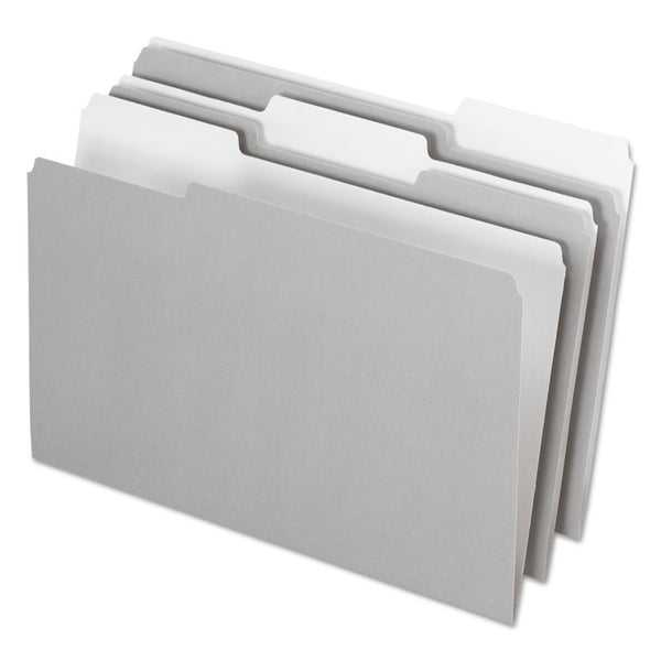 Pendaflex® Interior File Folders, 1/3-Cut Tabs: Assorted, Legal Size, Gray, 100/Box (PFX435013GRA) Box of 100