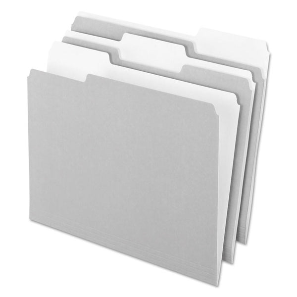 Pendaflex® Interior File Folders, 1/3-Cut Tabs: Assorted, Letter Size, Gray, 100/Box (PFX421013GRA) Box of 100