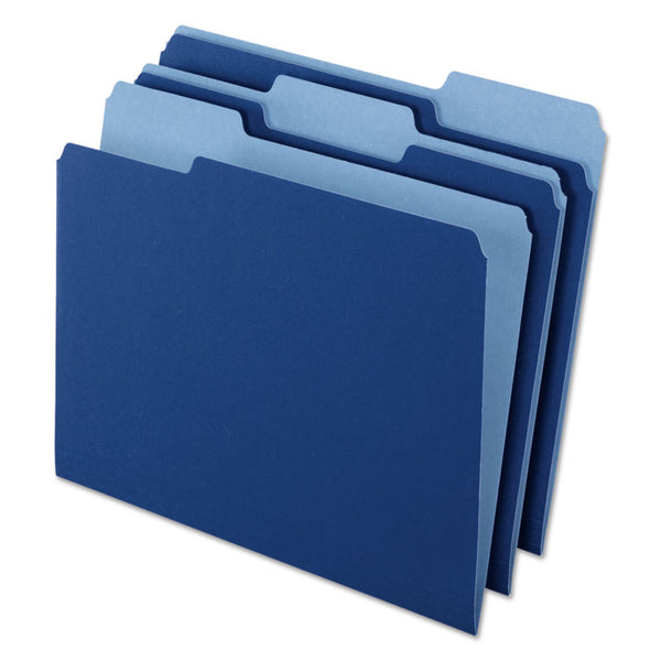 Pendaflex® Interior File Folders, 1/3-Cut Tabs: Assorted, Letter Size, Navy Blue, 100/Box (PFX421013NAV) Box of 100