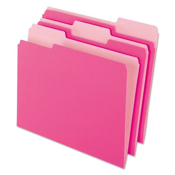 Pendaflex® Interior File Folders, 1/3-Cut Tabs: Assorted, Letter Size, Pink, 100/Box (PFX421013PIN) Box of 100