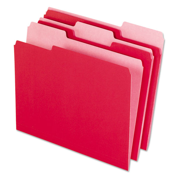 Pendaflex® Interior File Folders, 1/3-Cut Tabs: Assorted, Letter Size, Red, 100/Box (PFX421013RED) Box of 100