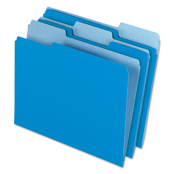 Pendaflex® Interior File Folders, 1/3-Cut Tabs: Assorted, Letter Size, Blue, 100/Box (PFX421013BLU) Box of 100