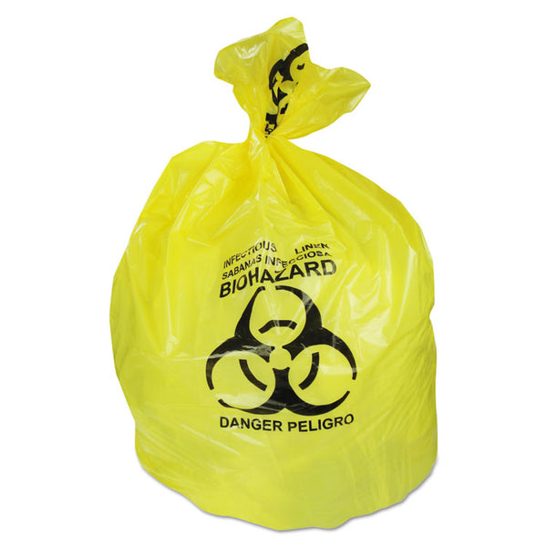 Heritage Healthcare Biohazard Printed Can Liners, 20-30 gal, 1.3 mil, 30" x 43", Yellow, 200/Carton (HERA6043PY) 1 Case