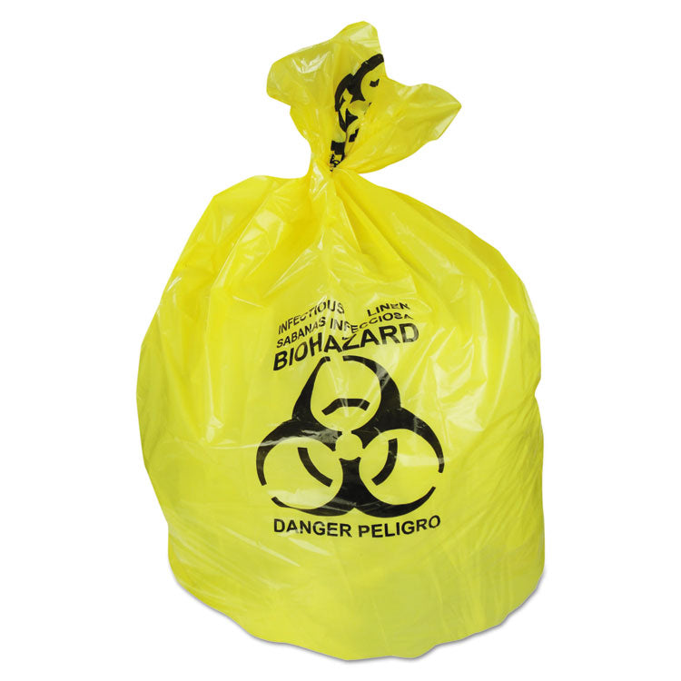 Heritage Healthcare Biohazard Printed Can Liners, 20-30 gal, 1.3 mil, 30" x 43", Yellow, 200/Carton (HERA6043PY) 1 Case