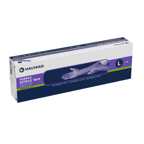 Purple Nitrile Max™ Exam Glove Large NonSterile Nitrile Extended Cuff Length Fully Textured Purple Not Rated (1051225_BX) 50/BX