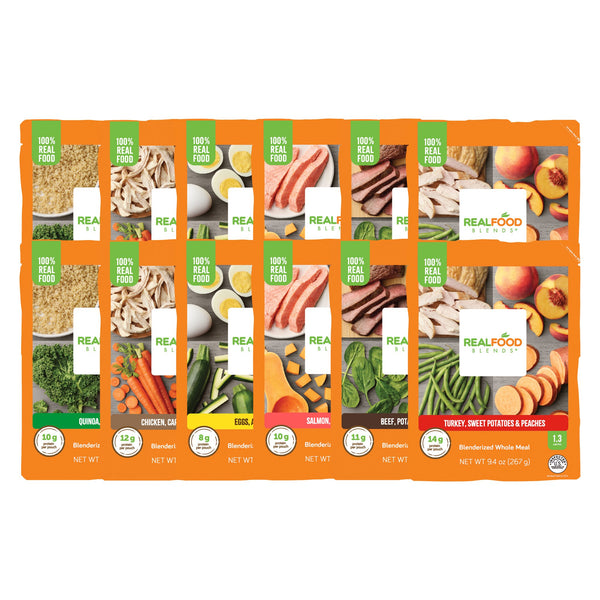 Real Food Blends® Tube Feeding Formula Chicken / Salmon / Quinoa Flavor Liquid 9.4 oz. Pouch (984595_CS) 1/CS