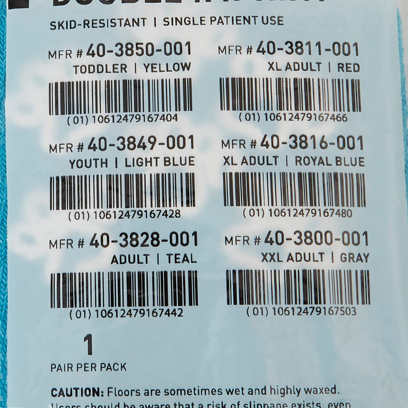 McKesson Terries™ Slipper Socks Unisex Adult One Size Fits Most Double Tread Single Patient Use Teal (558994_CS) 48/CS