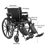 McKesson Lightweight Wheelchair Dual Axle Desk Length Arm Swing-Away Elevating Legrest Black Upholstery 20 Inch Seat Width Adult 300 lbs. Weight Capacity (1065287_EA) 1/EA