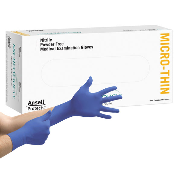 Micro-Touch® Micro-Thin Exam Glove Medium NonSterile Nitrile Standard Cuff Length Textured Fingertips Blue Not Rated (895546_CS) 3000/CS