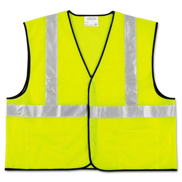 MCR™ Safety Class 2 Safety Vest, Polyester, Large Fluorescent Lime with Silver Stripe (CRWVCL2SLL) Each