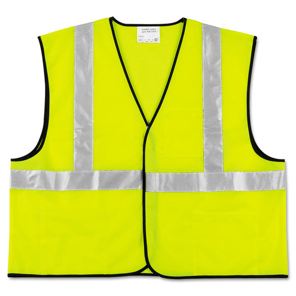 MCR™ Safety Class 2 Safety Vest, Polyester, X-Large, Fluorescent Lime with Silver Stripe (CRWVCL2SLXL) Each