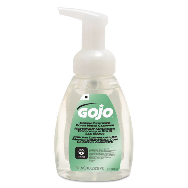 GOJO® Green Certified Foam Soap, Fragrance-Free, 7.5 oz Pump Bottle, 6/Carton (GOJ571506CT)