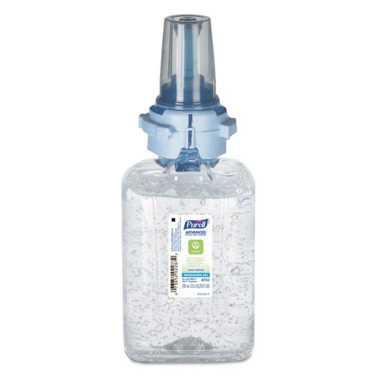 PURELL® Advanced Hand Sanitizer Green Certified Gel Refill,  For ADX-7 Dispensers, 700 mL, Fragrance-Free (GOJ870304EA)