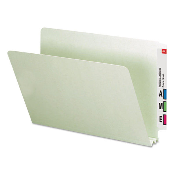 Smead™ Extra-Heavy Recycled Pressboard End Tab Folders, Straight Tabs, Legal Size, 2" Expansion, Gray-Green, 25/Box (SMD29210)