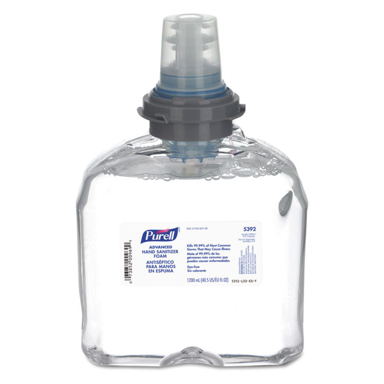 PURELL® Advanced TFX Refill Instant Foam Hand Sanitizer, 1,200 mL, Unscented, 2/Caton (GOJ539202CT) Case of 2