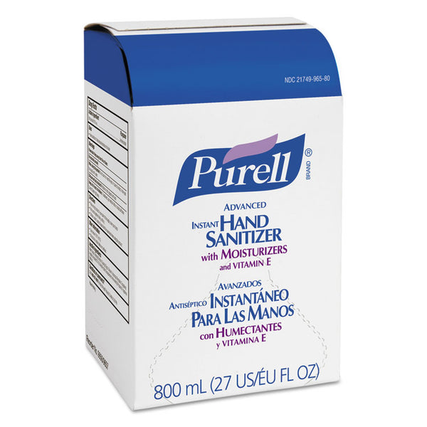 PURELL® Advanced Gel Hand Sanitizer, Bag-in-Box, 800 mL Refill, Unscented, 12/Carton (GOJ965712)