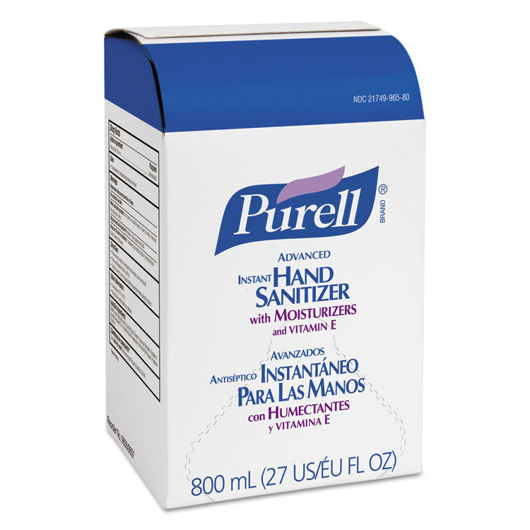 PURELL® Advanced Gel Hand Sanitizer, Bag-in-Box, 800 mL Refill, Unscented, 12/Carton (GOJ965712)