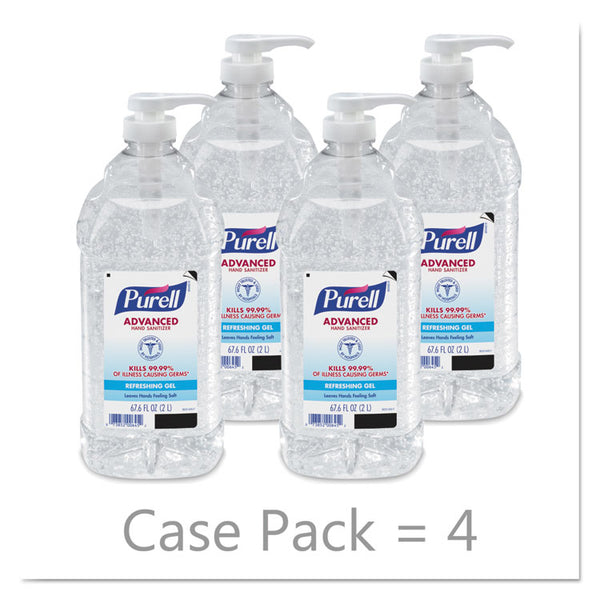 PURELL® Advanced Refreshing Gel Hand Sanitizer, 2 L Pump Bottle, Clean Scent, 4/Carton (GOJ962504CT)