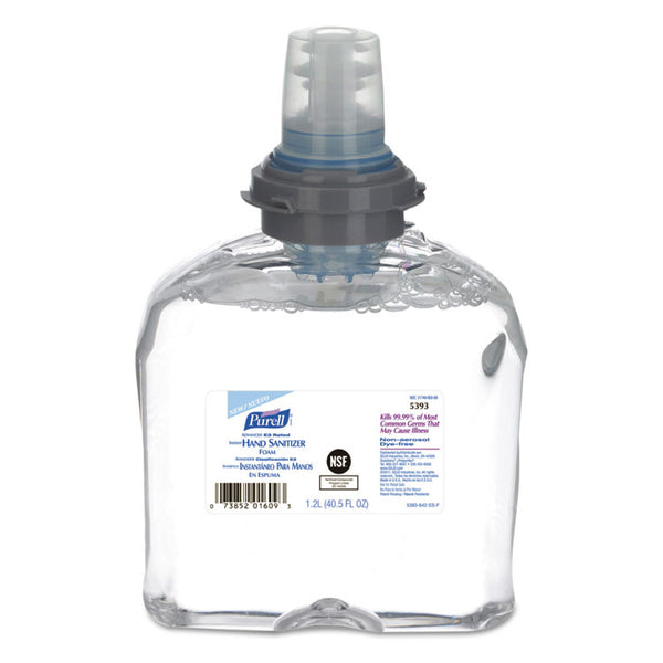 PURELL® Advanced E-3 Rated Foam Hand Sanitizer, 1,200 mL Refill, Fragrance-Free, 2/Carton (GOJ539302)