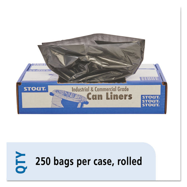 Stout® by Envision™ Total Recycled Content Plastic Trash Bags, 10 gal, 1 mil, 24" x 24", Brown/Black, 250/Carton (STOT2424B10)