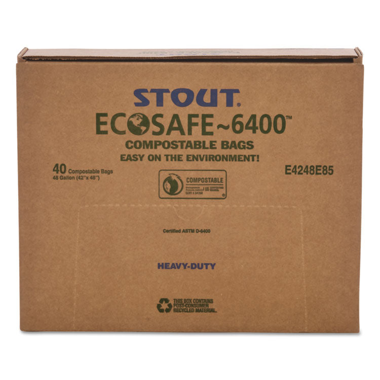 Stout® by Envision™ EcoSafe-6400 Bags, 48 gal, 0.85 mil, 42" x 48", Green, 40/Box (STOE4248E85) Box of 40