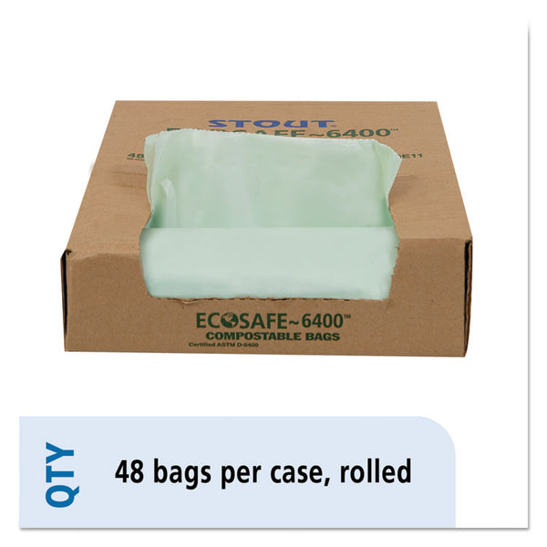 Stout® by Envision™ EcoSafe-6400 Bags, 30 gal, 1.1 mil, 30" x 39", Green, 48/Box (STOE3039E11) Box of 48