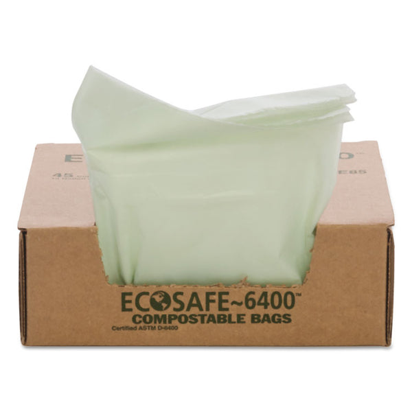 Stout® by Envision™ EcoSafe-6400 Bags, 13 gal, 0.85 mil, 24" x 30", Green, 45/Box (STOE2430E85) Case of 45