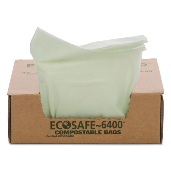 Stout® by Envision™ EcoSafe-6400 Bags, 13 gal, 0.85 mil, 24" x 30", Green, 45/Box (STOE2430E85)