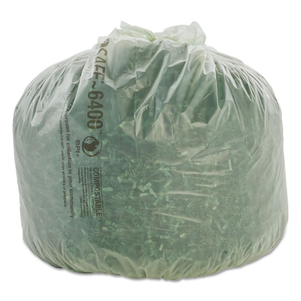 Stout® by Envision™ EcoSafe-6400 Bags, 13 gal, 0.85 mil, 24" x 30", Green, 45/Box (STOE2430E85) Case of 45