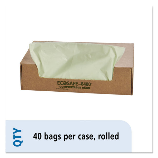 Stout® by Envision™ EcoSafe-6400 Bags, 48 gal, 0.85 mil, 42" x 48", Green, 40/Box (STOE4248E85)