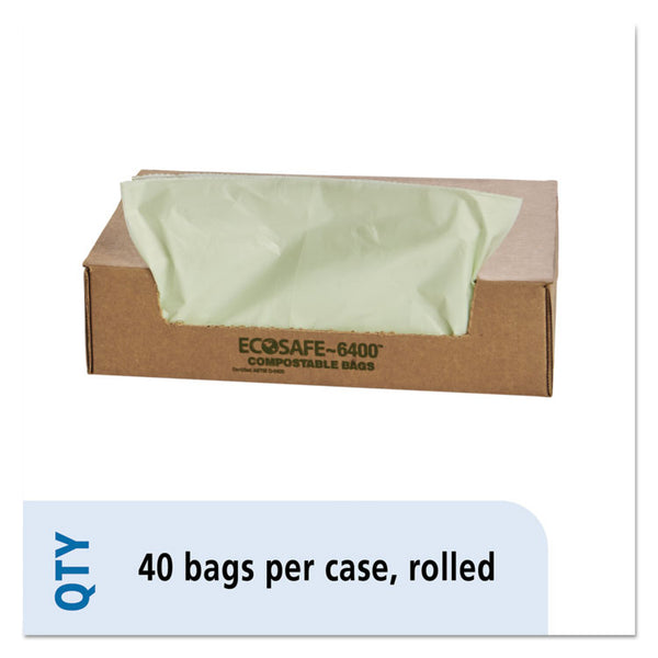 Stout® by Envision™ EcoSafe-6400 Bags, 48 gal, 0.85 mil, 42" x 48", Green, 40/Box (STOE4248E85) Box of 40
