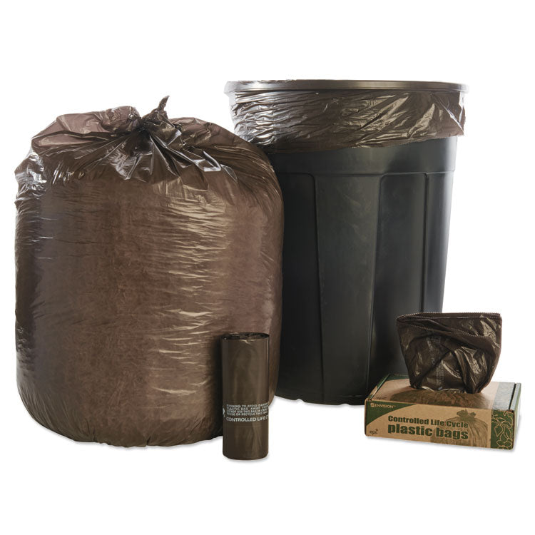 Stout® by Envision™ Controlled Life-Cycle Plastic Trash Bags, 39 gal, 1.1 mil, 33" x 44", Brown, 40/Box (STOG3344B11) Box of 40