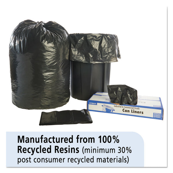 Stout® by Envision™ Total Recycled Content Plastic Trash Bags, 60 gal, 1.5 mil, 38" x 60", Brown/Black, 100/Carton (STOT3860B15)