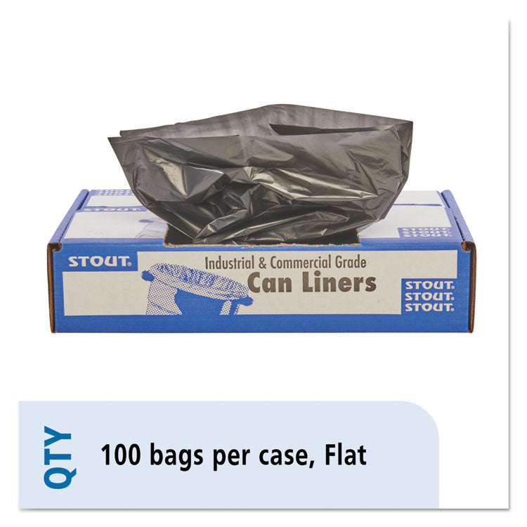 Stout® by Envision™ Total Recycled Content Plastic Trash Bags, 56 gal, 1.5 mil, 43" x 49", Brown/Black, 100/Carton (STOT4349B15)