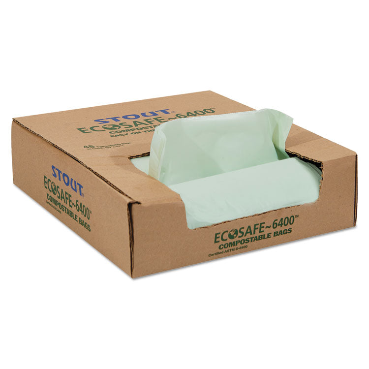 Stout® by Envision™ EcoSafe-6400 Bags, 30 gal, 1.1 mil, 30" x 39", Green, 48/Box (STOE3039E11) Box of 48
