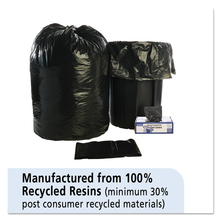 Stout® by Envision™ Total Recycled Content Plastic Trash Bags, 56 gal, 1.5 mil, 43" x 49", Brown/Black, 100/Carton (STOT4349B15)