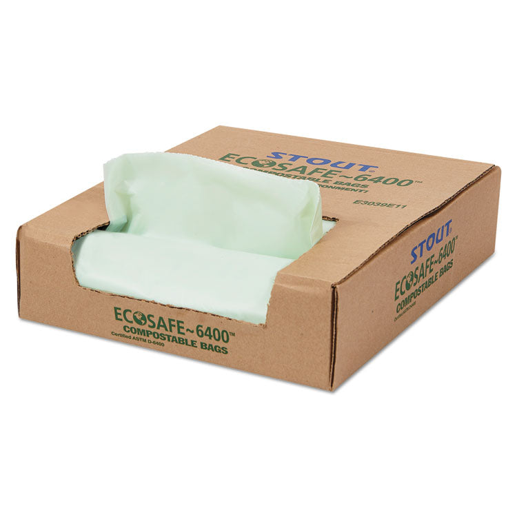 Stout® by Envision™ EcoSafe-6400 Bags, 30 gal, 1.1 mil, 30" x 39", Green, 48/Box (STOE3039E11) Box of 48