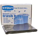 Stout® by Envision™ Insect-Repellent Trash Bags, 45 gal, 2 mil, 40" x 45", Black, 65/Box (STOP4045K20) Box of 65