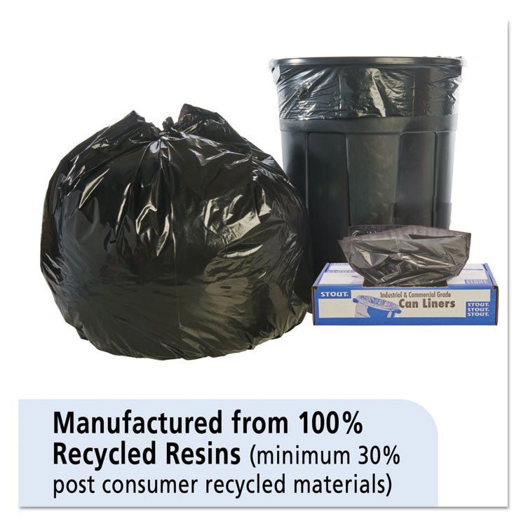 Stout® by Envision™ Total Recycled Content Plastic Trash Bags, 45 gal, 1.5 mil, 40" x 48", Brown/Black, 100/Carton (STOT4048B15) Case of 100