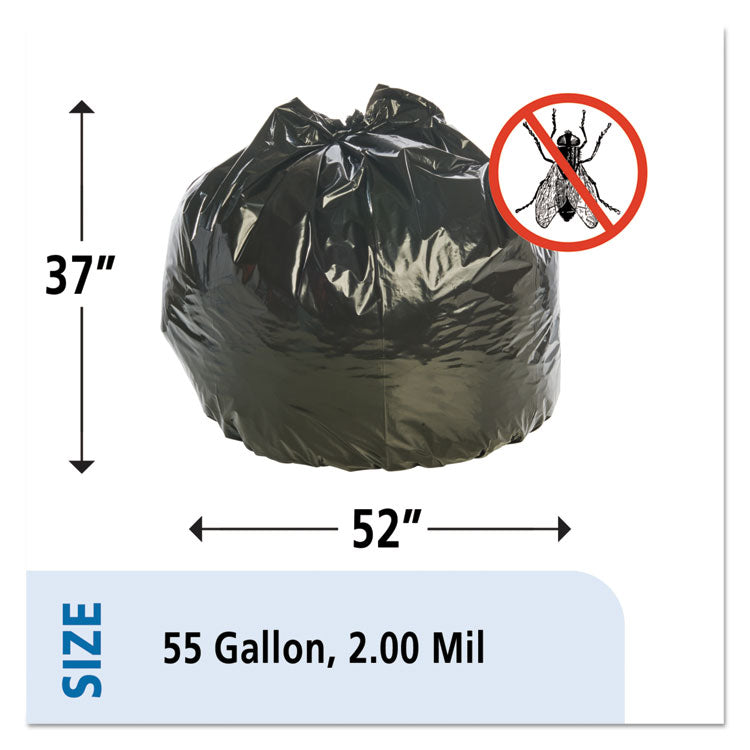 Stout® by Envision™ Insect-Repellent Trash Bags, 55 gal, 2 mil, 37" x 52", Black, 65/Box (STOP3752K20) Box of 65