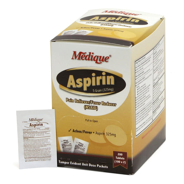 Medique Products Pain Relief 325 mg Strength Aspirin Tablet 200 per Box (498706_BX) 1/BX
