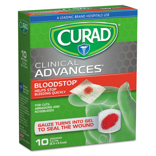 Curad® Bloodstop Sterile Hemostat Gauze Pad, 1 x 1, 10/Box (MIICUR0055)