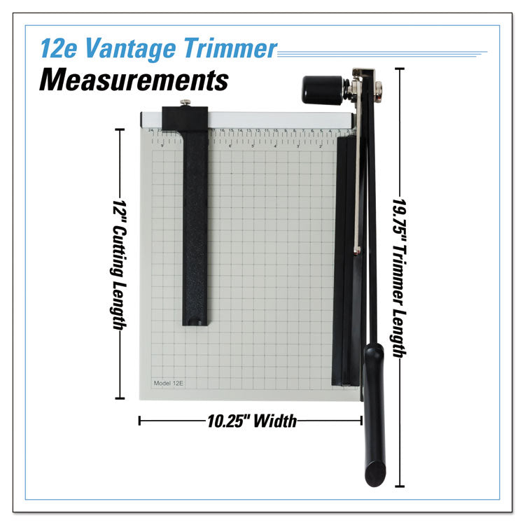 Dahle® Vantage Guillotine Paper Trimmer/Cutter, 15 Sheets, 12" Cut Length, Metal Base, 10 x 12.75 (DAH12E) Each