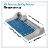 Dahle® Rolling/Rotary Paper Trimmer/Cutter, 7 Sheets, 12" Cut Length, Metal Base, 8.25 x 17.38 (DAH507) Each