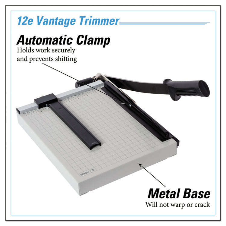 Dahle® Vantage Guillotine Paper Trimmer/Cutter, 15 Sheets, 12" Cut Length, Metal Base, 10 x 12.75 (DAH12E) Each