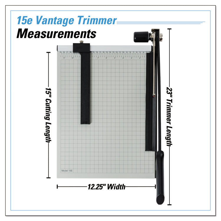 Dahle® Vantage Guillotine Paper Trimmer/Cutter, 15 Sheets, 15" Cut Length, Metal Base, 12.25 x 15.75 (DAH15E) Each