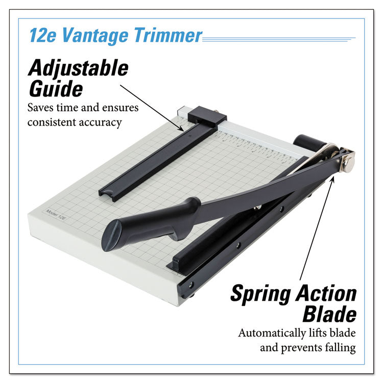 Dahle® Vantage Guillotine Paper Trimmer/Cutter, 15 Sheets, 12" Cut Length, Metal Base, 10 x 12.75 (DAH12E) Each